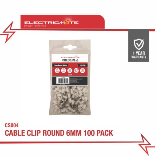 ELECTRICMATE CABLE CLIP ROUND 7MM 100 PACK