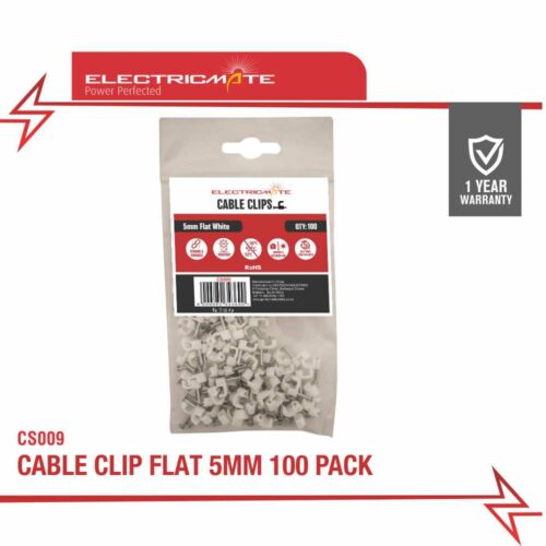 ELECTRICMATE CABLE CLIP FLAT 5MM 100 PACK