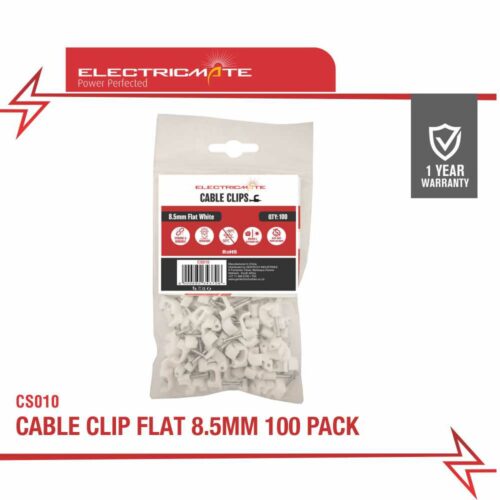 ELECTRICMATE CABLE CLIP FLAT 8MM 100 PACK