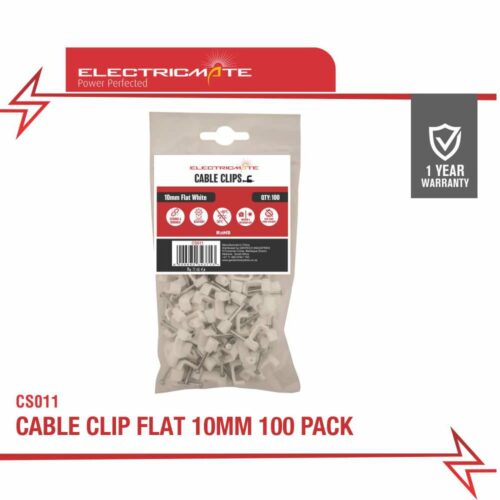 ELECTRICMATE CABLE CLIP FLAT 10MM 100 PACK