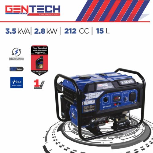 GENTECH POWER 3.5KVA I 2.8 KW ELECTRIC START PETROL GENERATOR