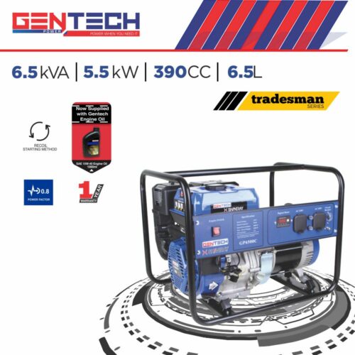 GENTECH POWER 6.5 kVA TRADESMAN SERIES PETROL GENERATOR