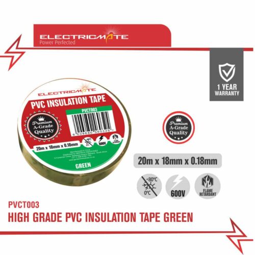 ELECTRICMATE HIGH GRADE PVC INSULATION TAPE GREEN 20M