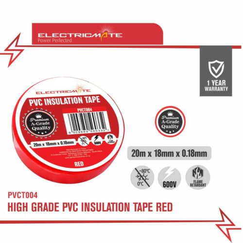 ELECTRICMATE HIGH GRADE PVC INSULATION TAPE RED 20M