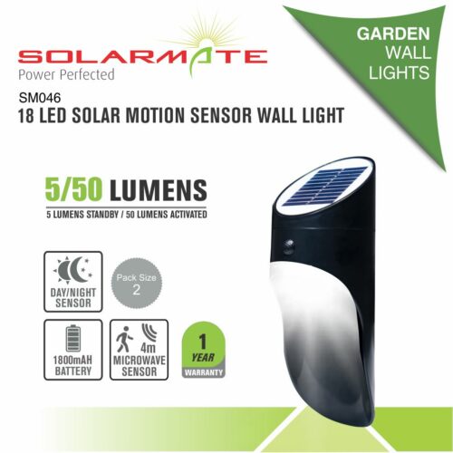SOLARMATE 15 LED SOLAR MOTION SENSOR WALL LIGHT