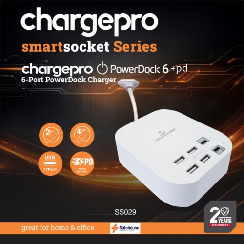 CHARGEPRO SMARTSOCKET SERIES CHARGEPRO POWERDOCK6+PD 6-PORT POWERDOCK CHARGER