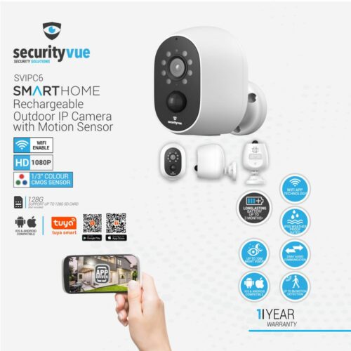 SECURITYVUE SMARTHOME RECHARGEABLE OUTDOOR IP CAMERA WITH MOTION SENSOR