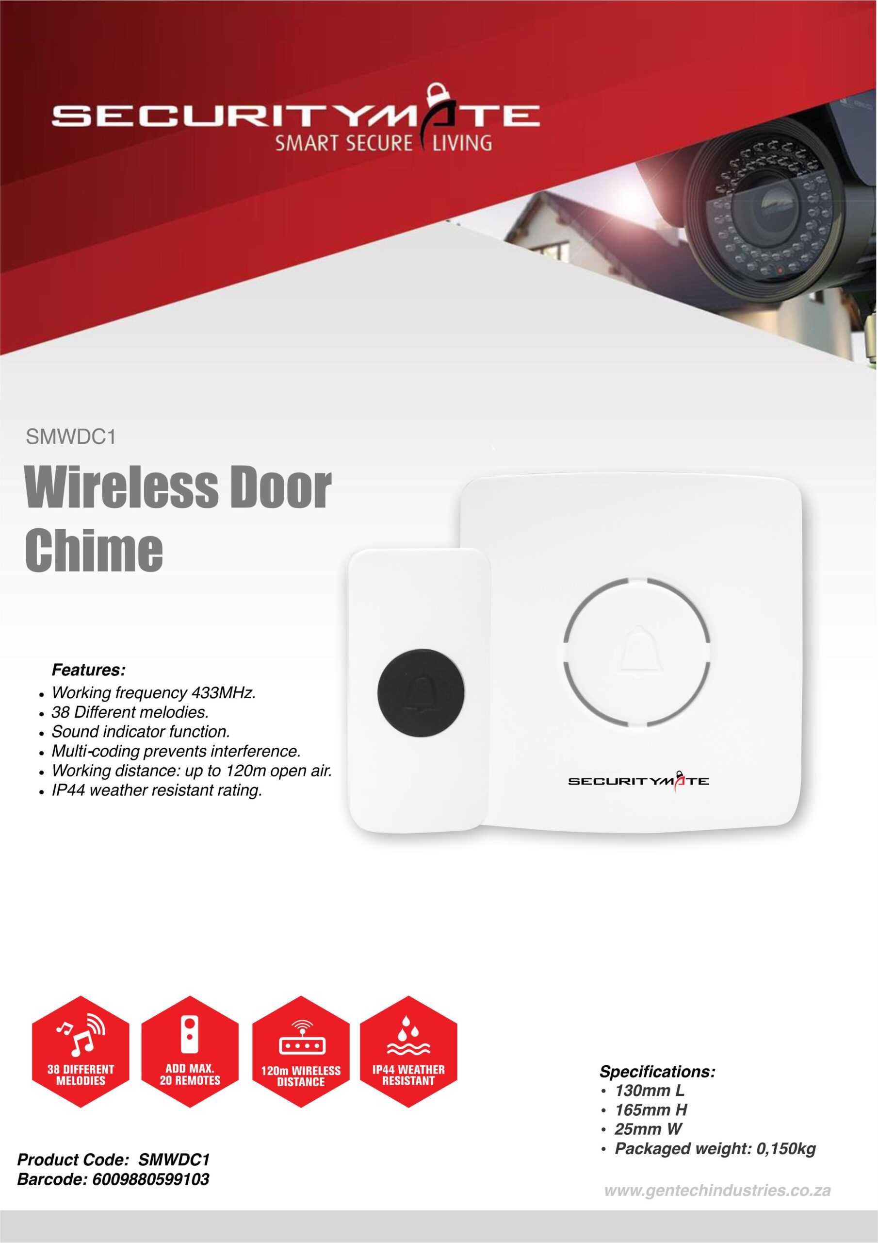SECURITYMATE WIRELESS DOOR CHIME GENTECH