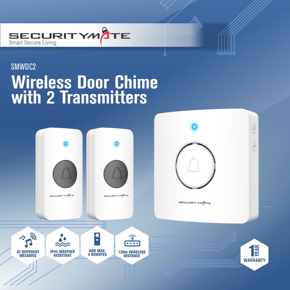 SECURITYMATE WIRELESS DOOR CHIME WITH 2 TRANSMITTERS
