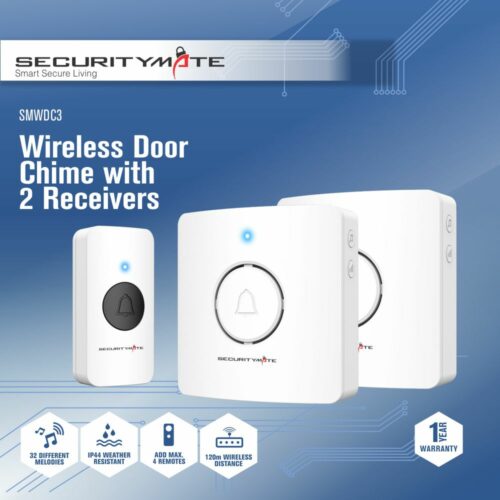 SECURITYMATE WIRELESS DOOR CHIME WITH 2 RECEIVERS