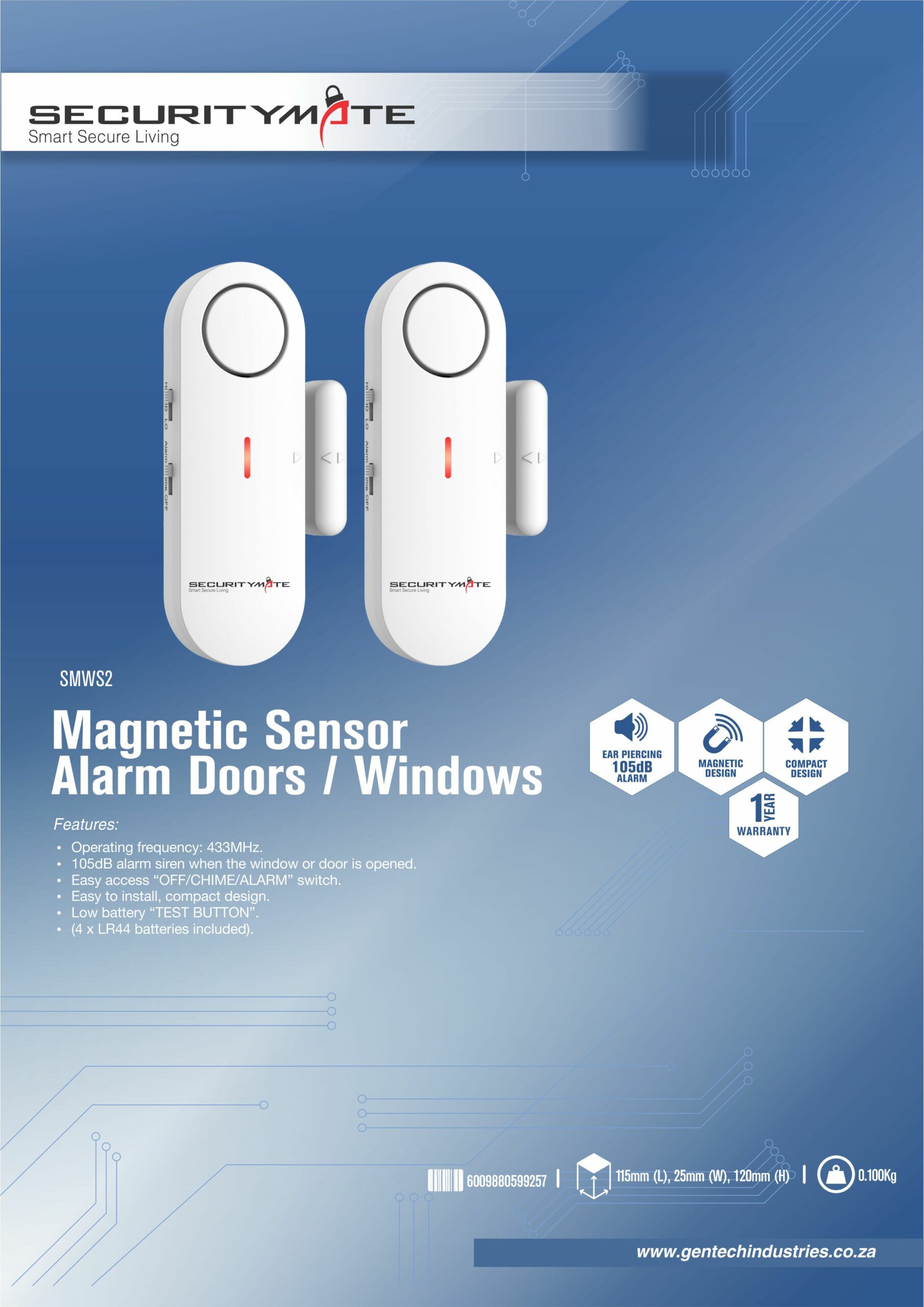 SECURITYMATE MAGNETIC SENSOR ALARM 2 DOORS & 2 WINDOWS - Image 2