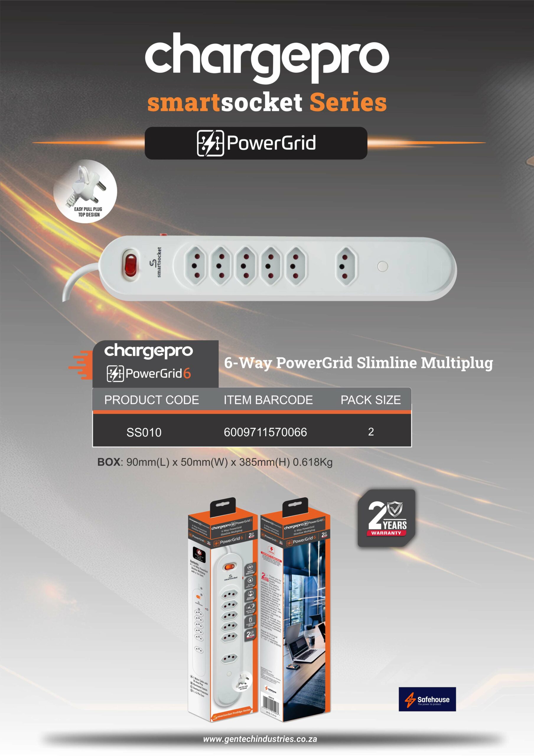 CHARGEPRO SMARTSOCKET SERIES CHARGEPRO POWERGRID6 6-WAY POWERGRID SLIMELINE MULTIPLUG - Image 2