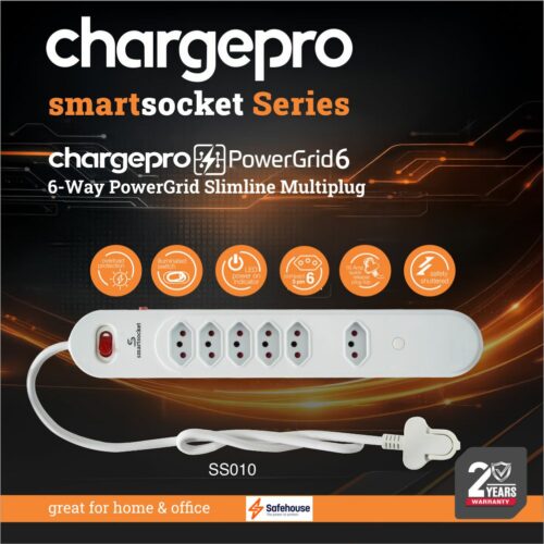 CHARGEPRO SMARTSOCKET SERIES CHARGEPRO POWERGRID6 6-WAY POWERGRID SLIMELINE MULTIPLUG