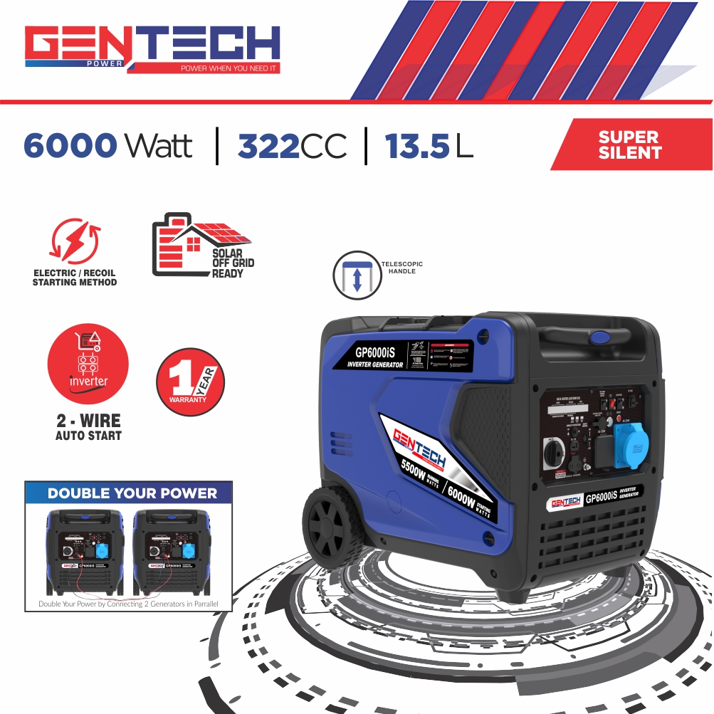 GENTECH POWER 6000 WATT DIGITAL PURE SINE WAVE INVERTER GENERATOR