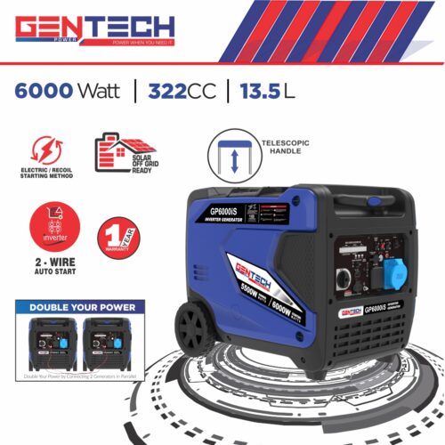 GENTECH POWER 6000 WATT DIGITAL PURE SINE WAVE INVERTER GENERATOR