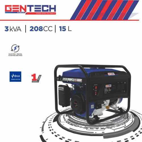 GENTECH POWER 3 kVA RECOIL START PETROL  GENERATOR