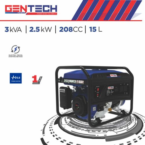 GENTECH POWER 3 kVA RECOIL START PETROL  GENERATOR