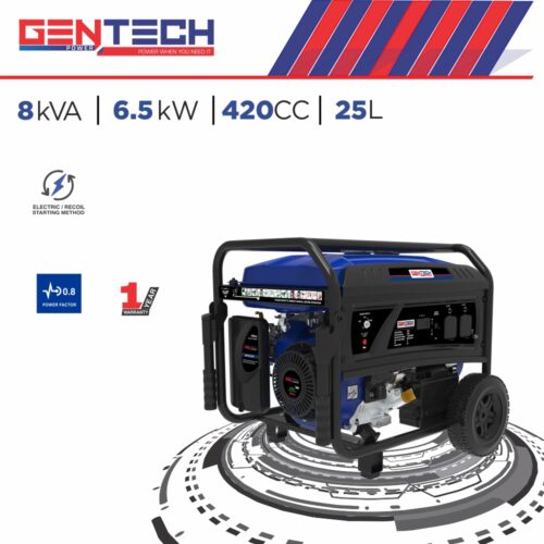 GENTECH POWER 8 kVA ELECTRIC START PETROL GENERATOR