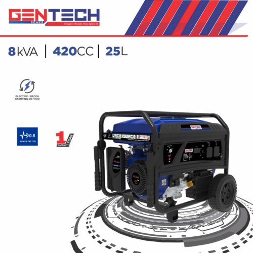 GENTECH POWER 8 kVA ELECTRIC START PETROL GENERATOR