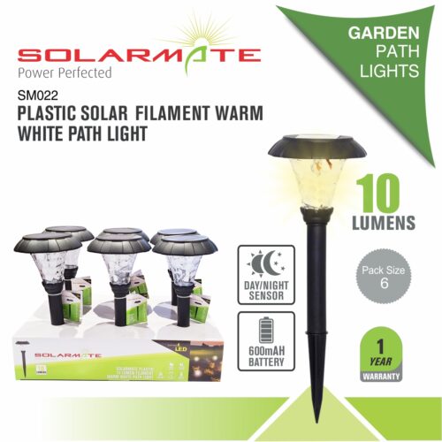 SOLARMATE PLASTIC SOLAR FILAMENT WARM WHITE PATH LIGHT