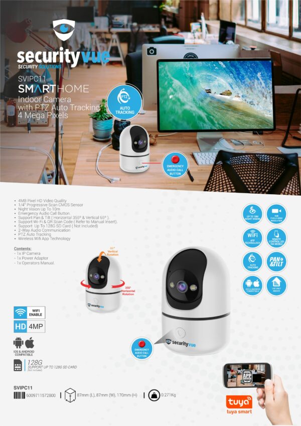 SECURITYVUE SMARTHOME INDOOR CAMERA WITH PTZ AUTO TRACKING 3 MEGA PIXELS - Image 2