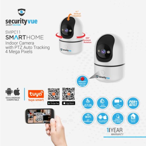 SECURITYVUE SMARTHOME INDOOR CAMERA WITH PTZ AUTO TRACKING 3 MEGA PIXELS