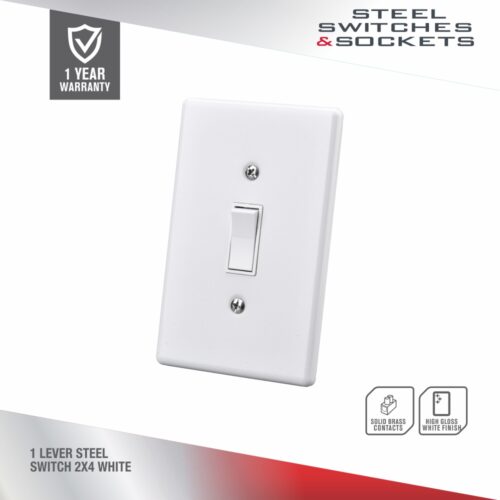 ELECTRICMATE 1 LEVER STEEL SWITCH 2X4 WHITE