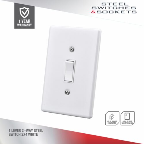 ELECTRICMATE 1 LEVER 2-WAY STEEL SWITCH 2X4 WHITE