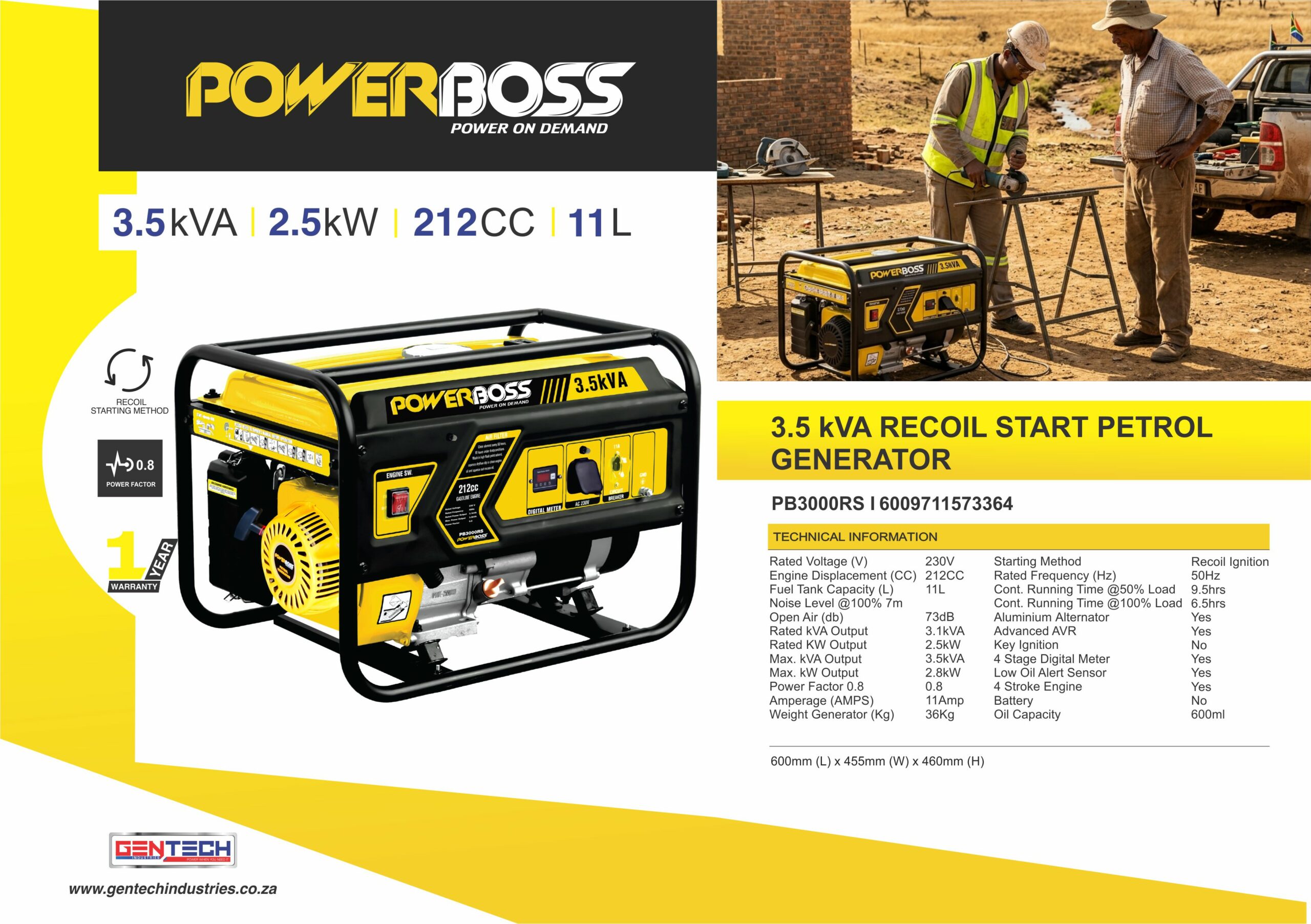 POWERBOSS 3 kVA RECOIL START PETROL GENERATOR - Image 5