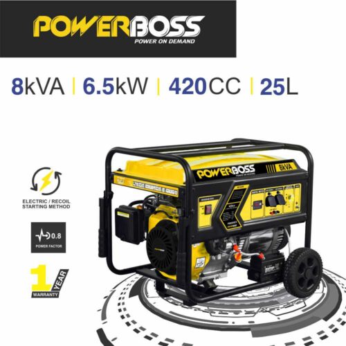 POWERBOSS 8 kVA RECOIL START PETROL GENERATOR