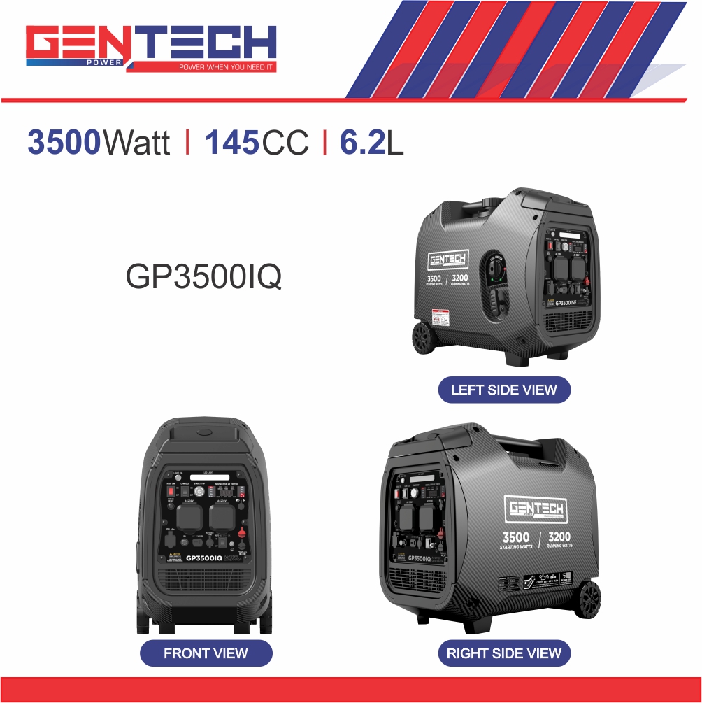 GENTECH POWER 3500 WATT DIGITAL PURE SINE WAVE INVERTER GENERATOR WITH 2 WIRE AUTO START - Image 3