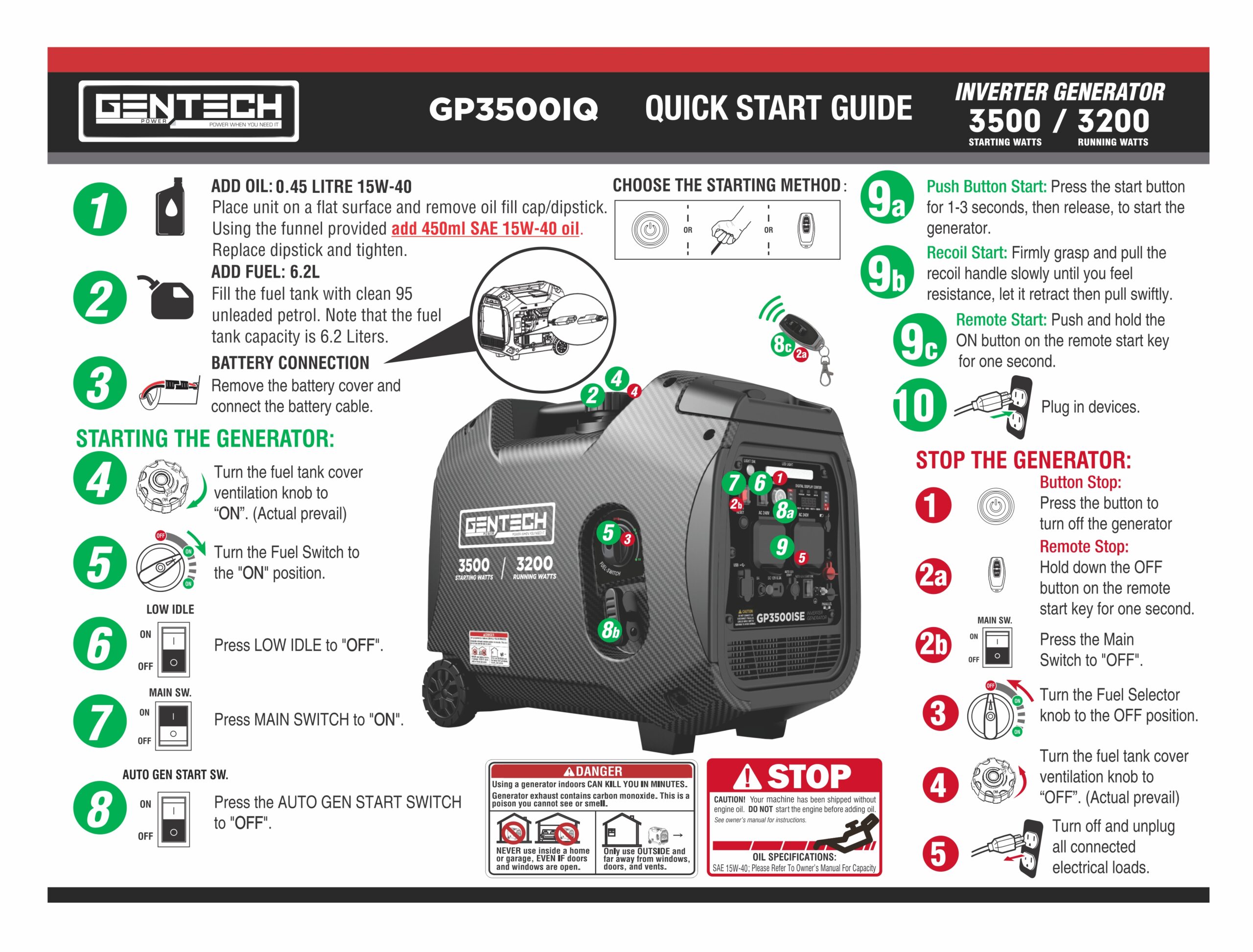 GENTECH POWER 3500 WATT DIGITAL PURE SINE WAVE INVERTER GENERATOR WITH 2 WIRE AUTO START - Image 6