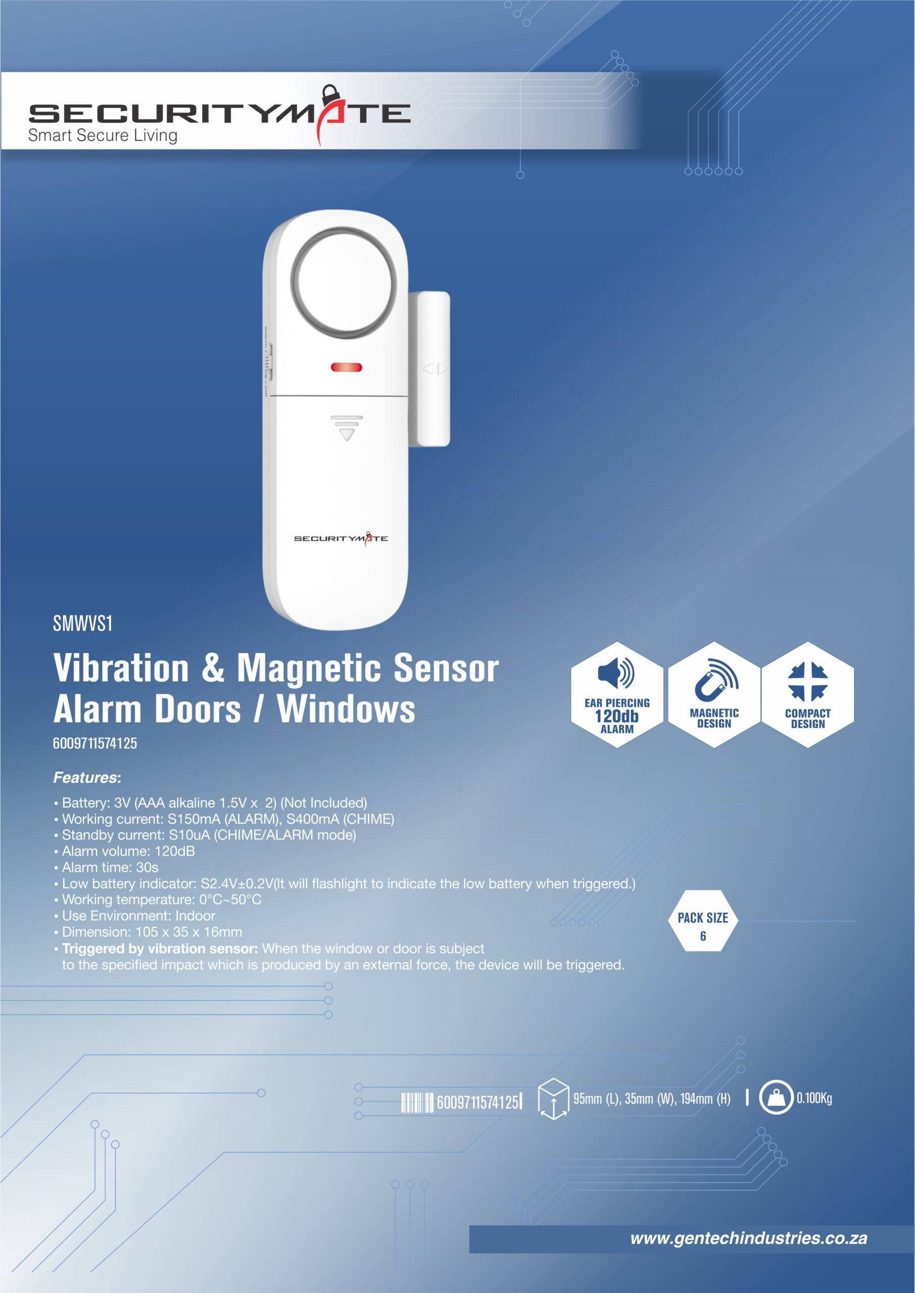 SECURITYMATE VIBRATION & MAGNETIC SENSOR ALARM DOORS / WINDOWS - Image 2