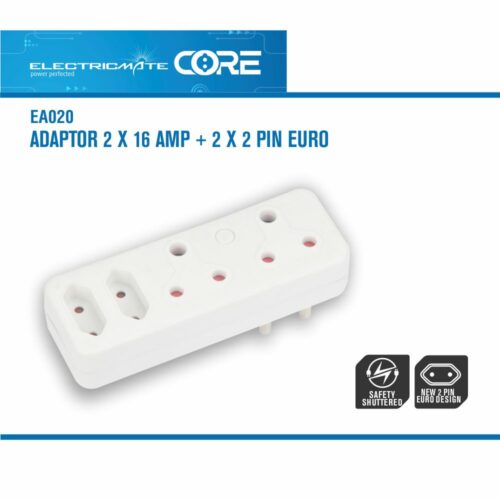ELECTRICMATE CORE ADAPTOR 2 X 16 AMP + 2 X 2 PIN EURO