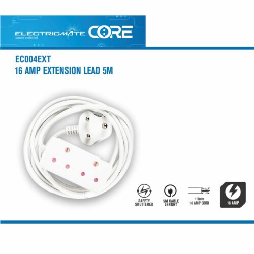 ELECTRICMATE CORE 16 AMP EXTENSION LEAD 5M