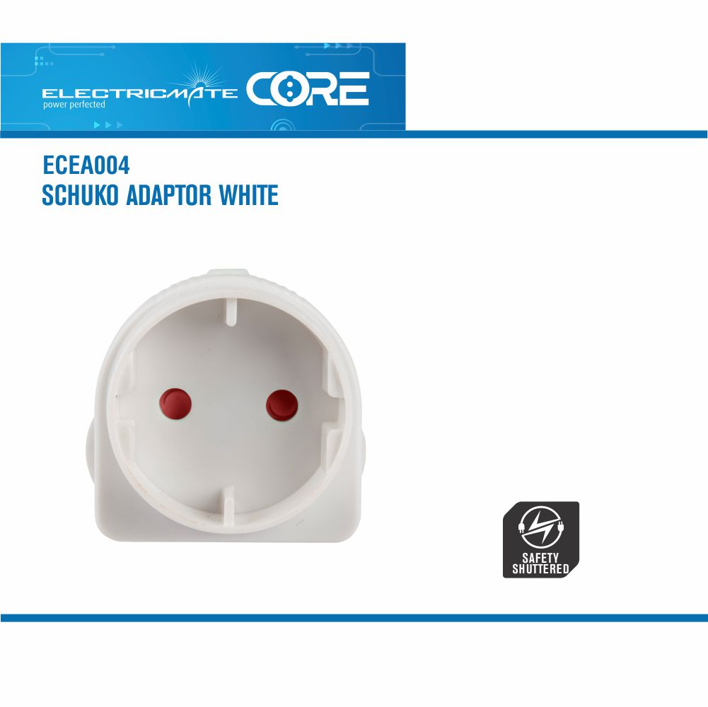 ELECTRICMATE CORE SCHUKO ADAPTOR WHITE
