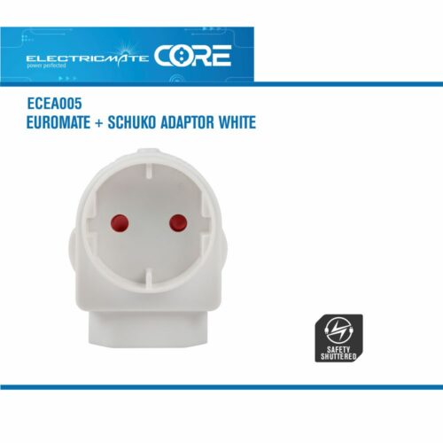 ELECTRICMATE CORE EUROMATE + SCHUKO ADAPTOR WHITE