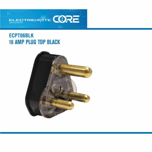 ELECTRICMATE CORE 16 AMP PLUG TOP BLACK