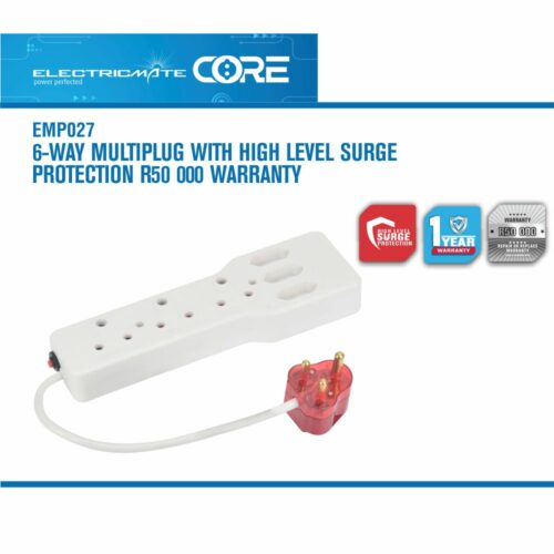 ELECTRICMATE CORE ELECTRICMATE CORE 6-WAY MULTIPLUG WITH HIGH LEVEL SURGE PROTECTION R50 000 WARRANTY
