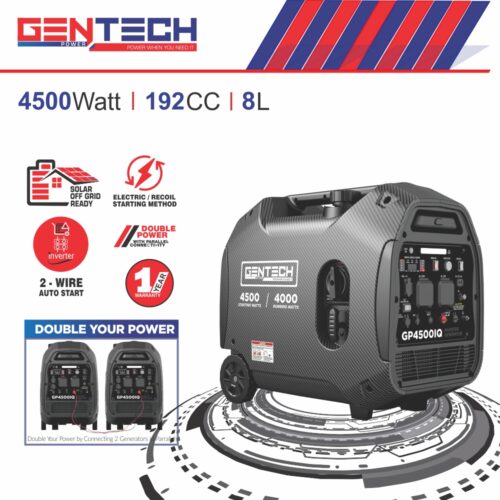GENTECH POWER 4500 WATT DIGITAL PURE SINE WAVE INVERTER GENERATOR WITH 2 WIRE AUTO START