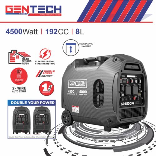 GENTECH POWER 4500 WATT DIGITAL PURE SINE WAVE INVERTER GENERATOR WITH 2 WIRE AUTO START